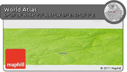 Physical Panoramic Map of the Area around 67° 49' 45" N, 62° 7' 30" E