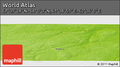 Physical Panoramic Map of the Area around 67° 49' 45" N, 62° 7' 30" E