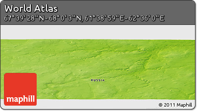 Physical Panoramic Map of the Area around 67° 49' 45" N, 62° 7' 30" E