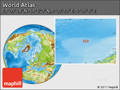 Physical Location Map of the Area around 67° 49' 45" N, 6° 1' 30" E