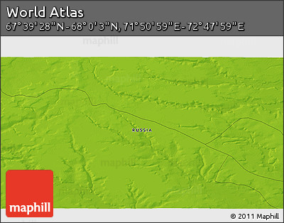 Physical 3D Map of the Area around 67° 49' 45" N, 72° 19' 29" E