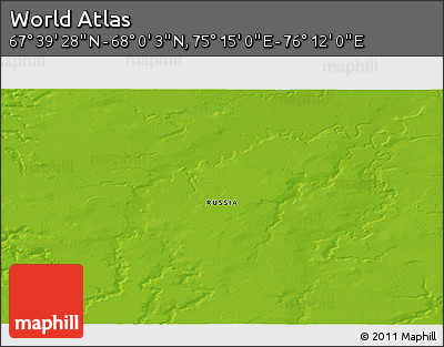 Physical 3D Map of the Area around 67° 49' 45" N, 75° 43' 29" E