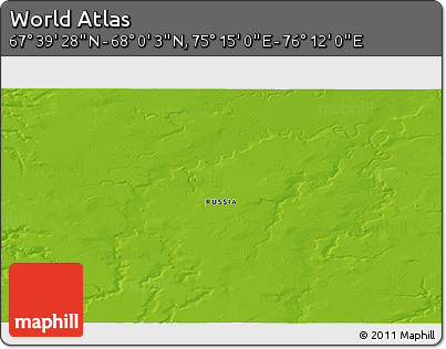 Physical 3D Map of the Area around 67° 49' 45" N, 75° 43' 29" E
