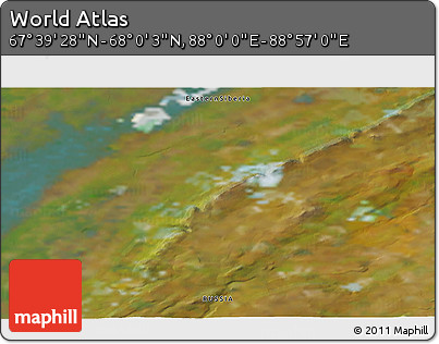 Satellite 3D Map of the Area around 67° 49' 45" N, 88° 28' 29" E