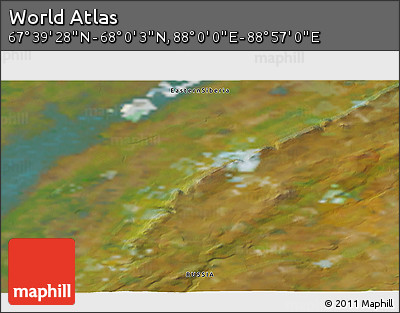 Satellite 3D Map of the Area around 67° 49' 45" N, 88° 28' 29" E
