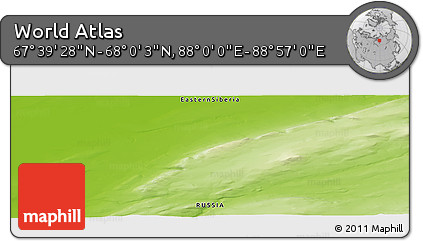 Physical Panoramic Map of the Area around 67° 49' 45" N, 88° 28' 29" E
