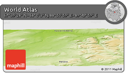 Physical Panoramic Map of the Area around 67° 49' 45" N, 89° 19' 29" E