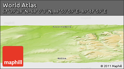 Physical Panoramic Map of the Area around 67° 49' 45" N, 89° 19' 29" E