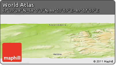 Physical Panoramic Map of the Area around 67° 49' 45" N, 89° 19' 29" E