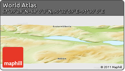 Physical Panoramic Map of the Area around 67° 49' 45" N, 91° 1' 30" E