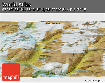 Satellite 3D Map of the Area around 67° 49' 45" N, 93° 34' 29" E