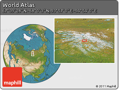 Satellite Location Map of the Area around 67° 49' 45" N, 94° 25' 30" E