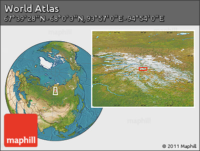 Satellite Location Map of the Area around 67° 49' 45" N, 94° 25' 30" E