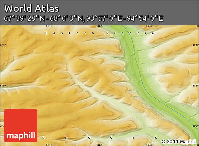 Physical Map of the Area around 67° 49' 45" N, 94° 25' 30" E