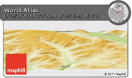 Physical Panoramic Map of the Area around 67° 49' 45" N, 95° 16' 30" E