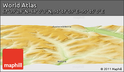 Physical Panoramic Map of the Area around 67° 49' 45" N, 95° 16' 30" E