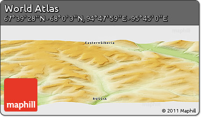 Physical Panoramic Map of the Area around 67° 49' 45" N, 95° 16' 30" E