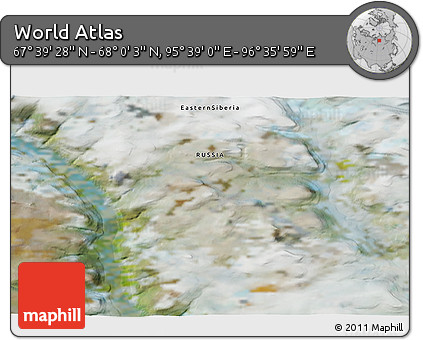Satellite 3D Map of the Area around 67° 49' 45" N, 96° 7' 30" E