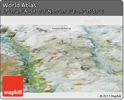 Satellite 3D Map of the Area around 67° 49' 45" N, 96° 7' 30" E