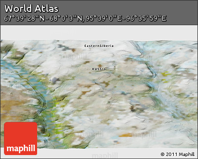 Satellite 3D Map of the Area around 67° 49' 45" N, 96° 7' 30" E