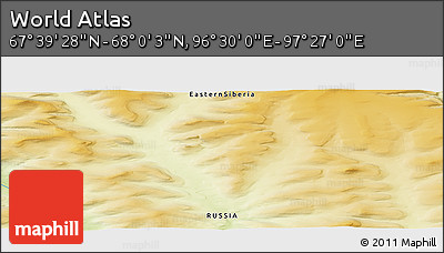 Physical Panoramic Map of the Area around 67° 49' 45" N, 96° 58' 29" E