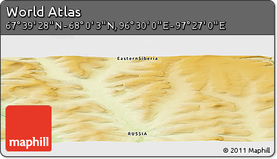 Physical Panoramic Map of the Area around 67° 49' 45" N, 96° 58' 29" E