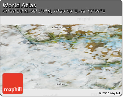 Satellite 3D Map of the Area around 67° 49' 45" N, 97° 49' 29" E