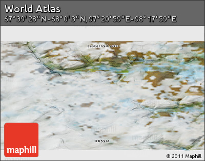 Satellite 3D Map of the Area around 67° 49' 45" N, 97° 49' 29" E