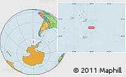 Political Location Map of the area around 67° 0' 16" S, 89° 10' 30" W
