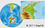 Physical Location Map of the area around 67° 55' 52" S, 61° 7' 30" W