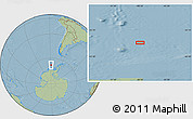 Savanna Style Location Map of the area around 67° 55' 52" S, 88° 19' 29" W, hill shading