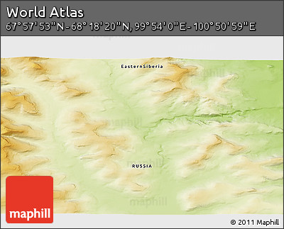 Physical 3D Map of the Area around 68° 8' 7" N, 100° 22' 30" E