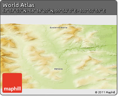 Physical 3D Map of the Area around 68° 8' 7" N, 100° 22' 30" E