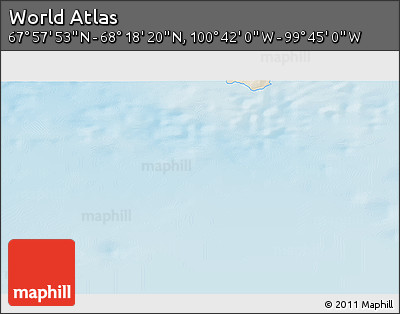 Shaded Relief 3D Map of the Area around 68° 8' 7" N, 100° 13' 29" W
