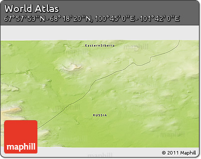 Physical 3D Map of the Area around 68° 8' 7" N, 101° 13' 29" E