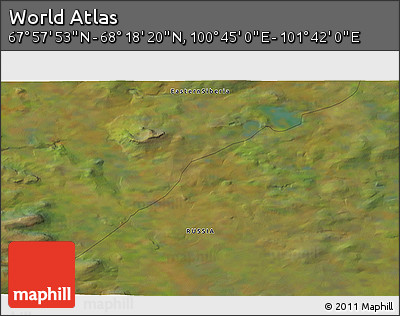 Satellite 3D Map of the Area around 68° 8' 7" N, 101° 13' 29" E
