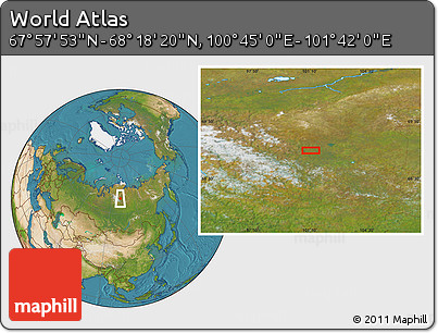 Satellite Location Map of the Area around 68° 8' 7" N, 101° 13' 29" E