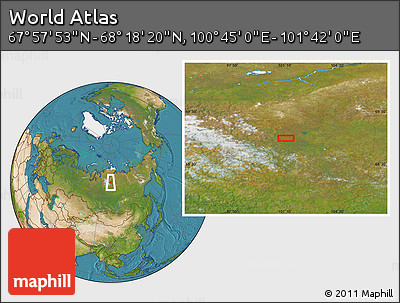 Satellite Location Map of the Area around 68° 8' 7" N, 101° 13' 29" E