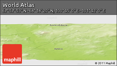 Physical Panoramic Map of the Area around 68° 8' 7" N, 101° 13' 29" E