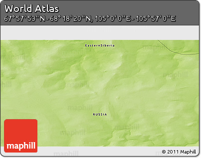 Physical 3D Map of the Area around 68° 8' 7" N, 105° 28' 29" E