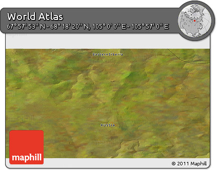 Satellite 3D Map of the Area around 68° 8' 7" N, 105° 28' 29" E
