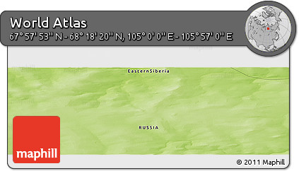Physical Panoramic Map of the Area around 68° 8' 7" N, 105° 28' 29" E