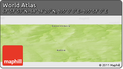 Physical Panoramic Map of the Area around 68° 8' 7" N, 105° 28' 29" E