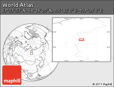 Blank Location Map of the Area around 68° 8' 7" N, 107° 10' 30" E