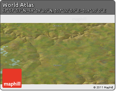 Satellite 3D Map of the Area around 68° 8' 7" N, 108° 1' 30" E