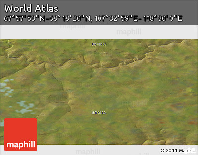 Satellite 3D Map of the Area around 68° 8' 7" N, 108° 1' 30" E