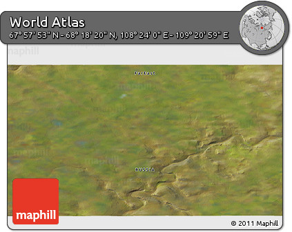 Satellite 3D Map of the Area around 68° 8' 7" N, 108° 52' 30" E
