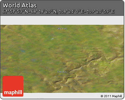 Satellite 3D Map of the Area around 68° 8' 7" N, 108° 52' 30" E