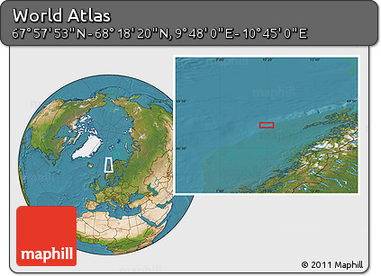 Satellite Location Map of the Area around 68° 8' 7" N, 10° 16' 30" E