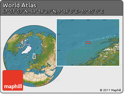 Satellite Location Map of the Area around 68° 8' 7" N, 10° 16' 30" E
